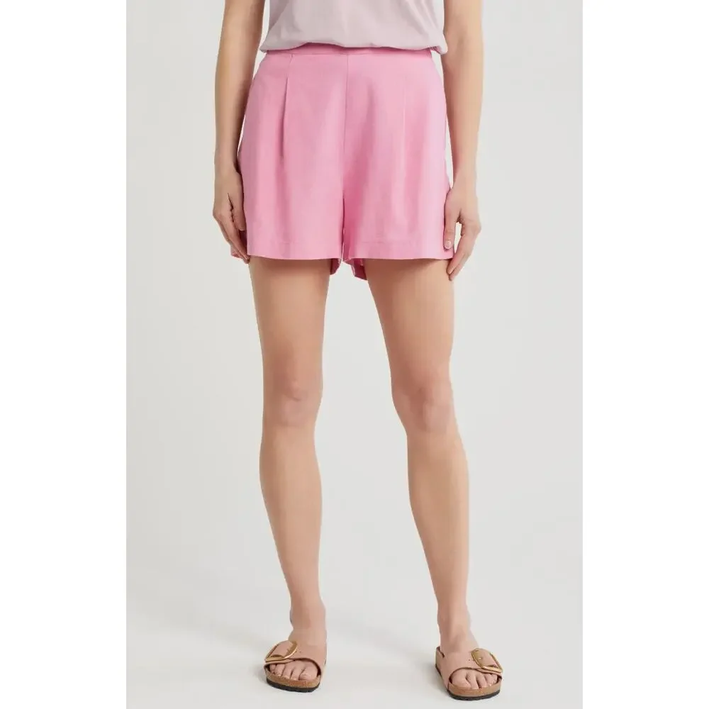 Madewell Solid‎ Linen Blend Shorts Women's Size XL Retro Pink Pull On High Waist